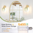 Set of 2 Crystal Battery Operated Wall Sconce,Rechargeable Wall Lamp with 5400mAh Battery & Remote Control, Modern Dimmable Wireless Wall Lights for Bedroom Bathroom (Green, Gold Base)