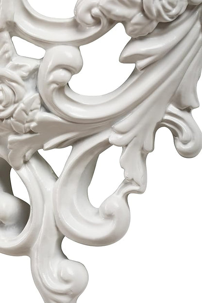 Z metnal Small Victorian Decorative Floating Shelves, Wall Mounted Decor Shelves, Classic Wall Display Organizer, Retro Hollow Carving Art Ornament Rack, Baroque Style Decorative Stand, White, Resin