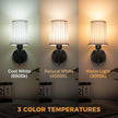 Battery Operated Wall Sconce Set of 2, Rechargeable Wall Sconces with 10000mAh Dimming Magnetic Bulb, Wireless Battery Powered Wall Lights with Pleated for Bedroom Living Room Gallery Hallway,Black