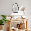 Asymmetrical Wall Mirror with Wood Frame Irregular Modern Hanging Mirror for Wall for Vanity Living Room Bedroom Bathroom Entryway Hallway Modern Unique Decorative Artistic Mirror