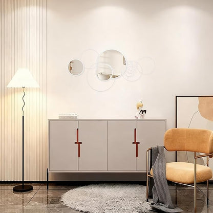 4 Pack White Mirror Set, Wall Mounted Circle Metal Framed Mirror Round Decorative Modern Mirrors for Living Room Bedroom Entryway Decor 16x32 Inch
