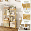 Book Shelf, 4 Tier Bamboo Bookshelf, Tall Bookcase with 8 Open Display Shelves Storage Organizer, Adjustable Bookshelves Standing Shelf Units for Bedroom, Living Room, Bathroom, Home Office