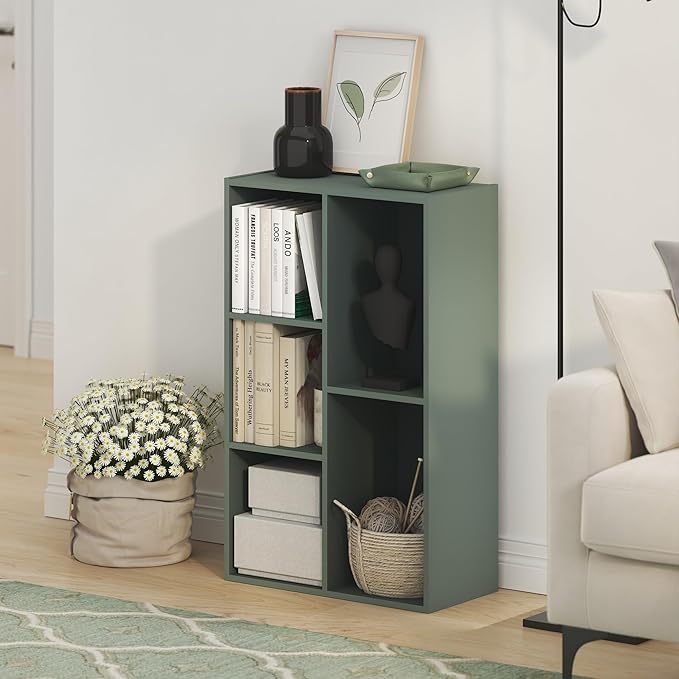Furinno LUDER Book Shelf, 5-Cube Bookshelf, Reversible Bookcase, 9.4
