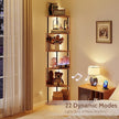 Industrial Corner Shelf with LED Lights & Mirror-Effect Panels, 6-Tier Modern Corner Bookshelf with Remote Control Color-Changing Lights, Space-Saving Display Unit for Bedroom & Living Room