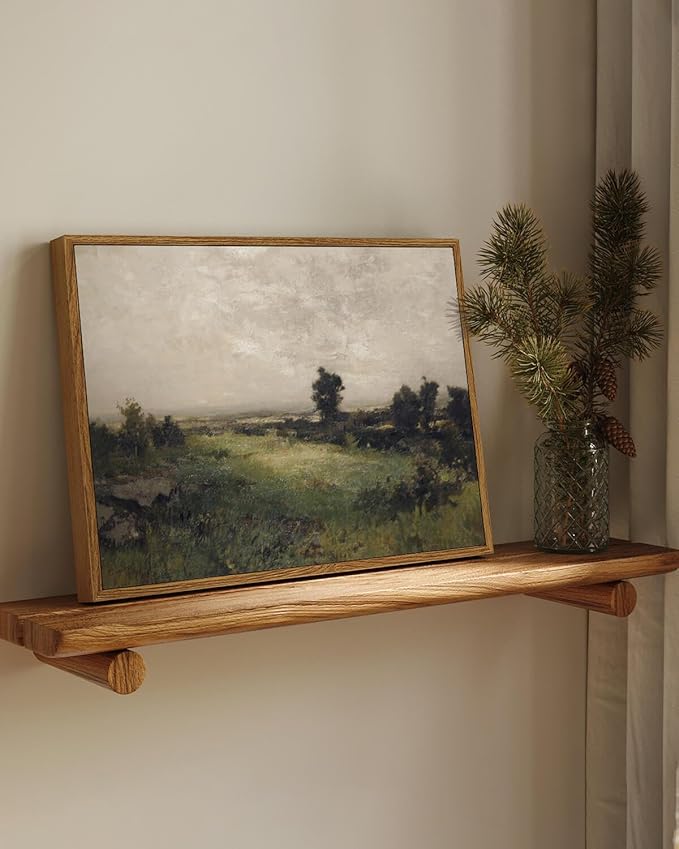 InSimSea Framed Canvas Wall Art Vintage Decor, Wilderness Landscape Painting Pictures for Bedroom Wall Decor, Vintage Wall Art for Living Room, Farmhouse Dining Room Decorations, 12