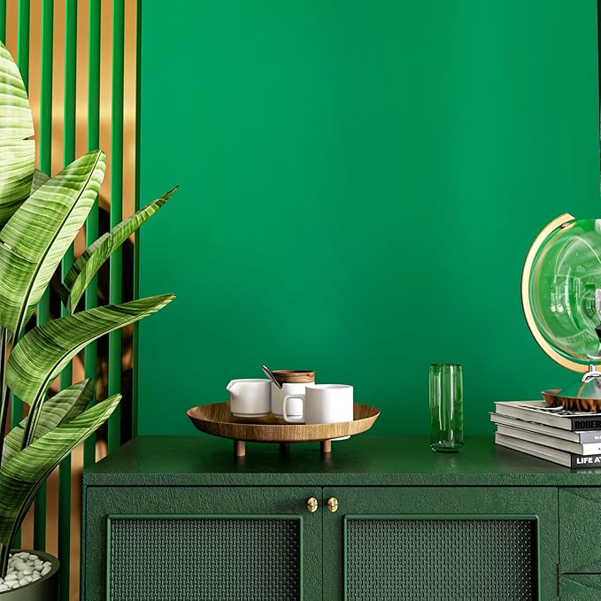 VEELIKE Shamrock Green Peel and Stick Wallpaper Green Contact Paper for Cabinets Shelf Drawers Liners Countertop Renter Friendly Self Adhesive Waterproof Stick on Wallpaper for Bedroom 15.7''x354''
