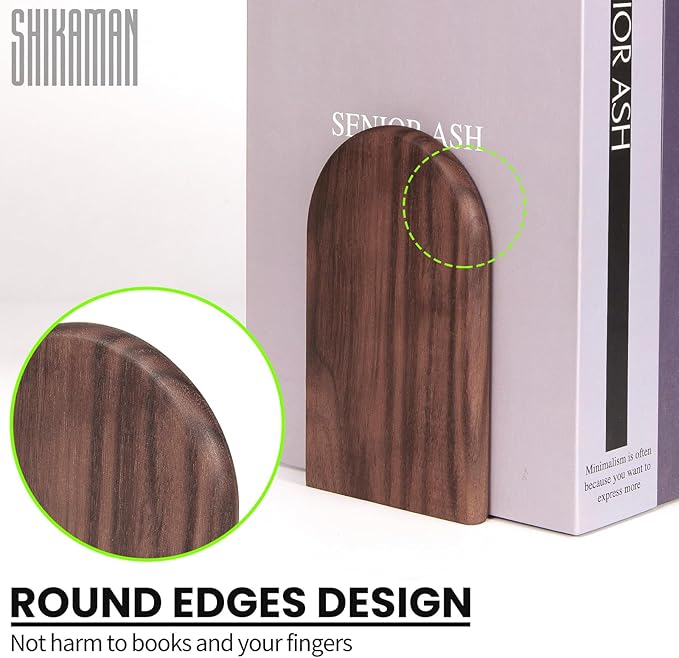 Book Ends,2 Pair Medium Bookends Wood Book Ends Universal Economy Bookend (2, Medium)