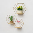 Hexagon Floating Wood Book Shelves, Iron Storage Holder Wall-Mounted Multifunctional Nordic Style Geometric Firm Hexagonal Shelf for Home Bedroom Bathroom Black L1