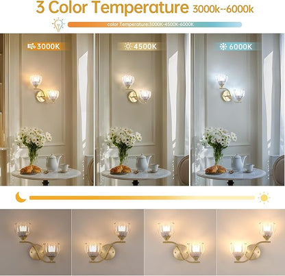 Battery Operated Wall Sconce, 2-Lights Vinatge Brass Wall Lighting with Clear Tluip Shade Rechargeable Bulb with Remote for Living Room, Bedroom，Symmetrical 2 Pack