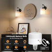 Battery Operated Wall Sconce Set of Two, Pleated Fabric Rechargeable Wireless Wall Sconces with 13000mAh Bulb & Dimmable, Battery Sconces Wall Light Decor Set of 2 for Living Room, Black