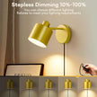 Lightess Plug in Wall Sconce with Switch, Dimmable Wall Lamp Plug in 350° Rotatable, Gold Wall Mounted Light for Restaurants Living Room Bedroom Stairway((Bulb Not Included)