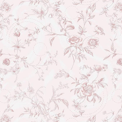 Ismoon Floral Wallpaper Peel and Stick Pink Stick on Wall Paper Vintage French Contact Paper for Cabinet Textured Removable Self Adhesive Wallpaper Vinyl Roll Shelf Deco, 17.3x787in