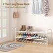 LINZINAR Shoe Rack Long 2 Tier Shoe Storage Organizer Metal Wide Shoe Shelf for Closet Entryway Bedroom 18 Paris Large Capacity, White