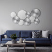 Hicarer 9 Pcs Silver Wall Decor Metal Home Decor Metal Wall Decorative Circle Plates Mirror Modern Round Accent Wall Art Sculpture Decor Hanging Decorations for Living Room Office Bedroom Kitchen