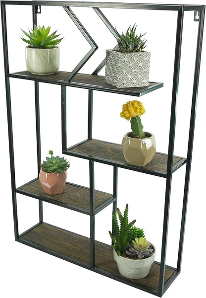 Admired By Nature 4 Tier Rustic Farmhouse Floating Wall Shelves, Wall Mounted Organizer Storage Shelf for Home Decor, 1 Unit