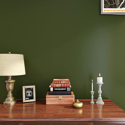 VEELIKE Moody Olive Green Wallpaper Peel and Stick Wide Thick Green Contact Paper for Kitchen Cabinets Accent Walls 24''x354'' Self Adhesive Waterproof Removable Wallpaper for Bedroom Living Room Dorm