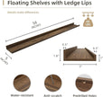 Picture Ledge Shelf, Wood Long Floating Shelves for Wall, Set of 2, 56 inch Picture Ledge Shelves, Photo Ledge Nursery Book Shelves Wall Mounted for Living Room Kids' Room Bedroom, Color Walnut