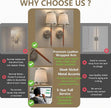 DORESshop Battery Operated Wall Sconce Set of 2, Wireless Wall Light Easy to Install, 7 Color Rechargeable Wall Sconces, Sconce Wall Decor Set of 2 for Bedroom, Living Room, Chrome and Leather, 18.7in