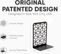 Geomod 3D Cube Black Metal Bookends Decorative for Heavy Books - Sturdy Boho Book Stops - Minimal Book Shelf Stopper - Durable Office Bookends - Weighted Metal Book Holders - 7x4.75 Inches - 3 Pair