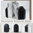 Heavy Duty Book Ends for Shelves, Decorative Bookends for Heavy Books Set of 2, 6.6 LBS Modern Book Stopper for Home Decor, Bookshelf, Aesthetic Bookend with Layered Arch Design, Black