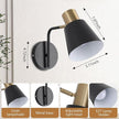Battery Operated Wall Sconce Set of 2,Rechargeable Wall Lights with Remote Control,Black Gold Modern Wall Sconces Dimmable,15 Colors,Wireless LED Wall Lamp for Bedroom Living Room Farmhouse Hallway
