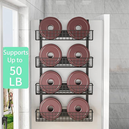 4 Tier Magnetic Spice Rack | Strongly Magnetic Spice Shelf with Utility Hooks | Refrigerator Spice Storage | Kitchen Storage Rack for Placing Seasoning Bottles, Plastic Wraps or Garbage Bags (Black)