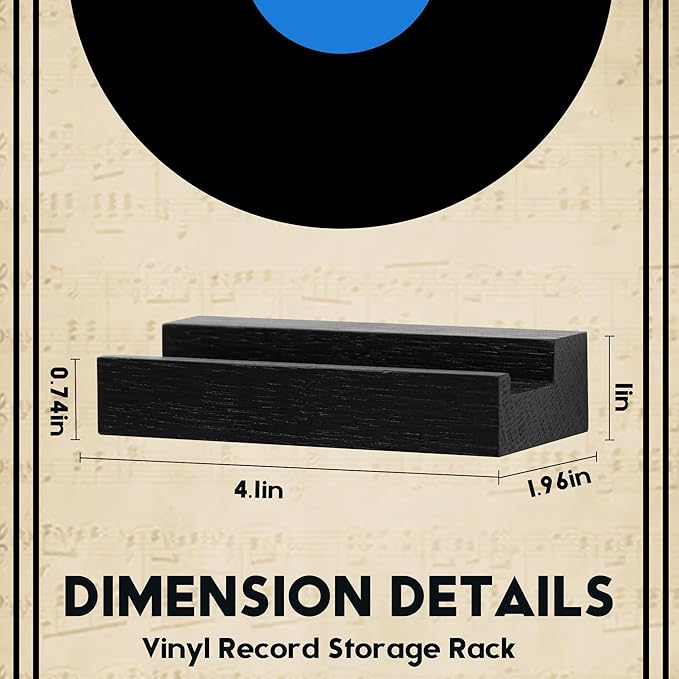Wood Vinyl Record Shelf Wall Mount, Small Wall Record Holder Display Shelf, Vinyl Record Shelves Record Album Display Holder for LP, CD, Book Art Storage Vintage Home Decor (6, Black)