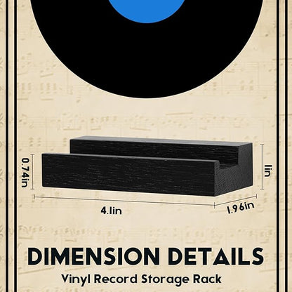 Wood Vinyl Record Shelf Wall Mount, Small Wall Record Holder Display Shelf, Vinyl Record Shelves Record Album Display Holder for LP, CD, Book Art Storage Vintage Home Decor (6, Black)