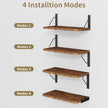 Wooden Floating Shelves for Wall, Floating Shelf for Bedroom Kitchen Decor, Wall Mounted Rustic Farmhouse Wood Shelf for Books, Plants, Set of 3(Rustic Brown, M (Rectangular))