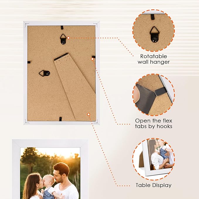 FIXSMITH 4x6 Picture Frame Bulk-4 Pack, Photo Frame 4x6 with HD Plexiglass, White Picture Frames Collage Wall Decor, Wall & Tabletop Picture Frames