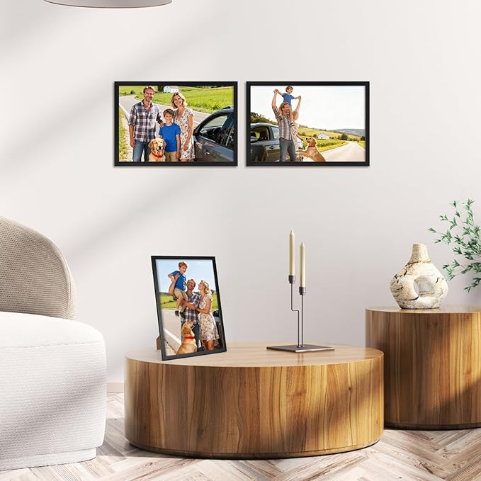 Hoikwo 18 Packs 8x12 Black Plastic Multi Picture Frames Set with Plastic Cover, for Family Photos, Artwork, Light Weight Bulk 8 by 12 Frames Pack for Wall Hanging and Table, Stylish Picture Frames