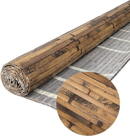 Natural Bamboo Wall Panel for Interior Wall Decor, Renewable Pole Wrap Wainscoting Paneling for Wall Ceiling Furniture Cabinet Office, 48 x 96 Inch, Dark Burned