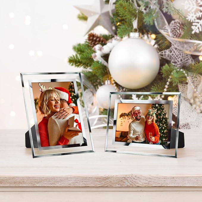 PETAFLOP 4x6 Picture Frames, Mirrored Glass Photo Frame 4 by 6 for Tabletop Display, 6 Pack