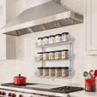 SWOMMOLY Adjustable Wall Mount Spice Rack, 3-Tier Dual-use (Multi-use) Organizer, Silver