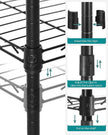 SONGMICS 5-Tier Bathroom Shelf, Storage Rack for Small Space, with 5 PP Shelf Liners, Removable Hook, Extendable Design, Ink Black and Translucent ULGR23BK