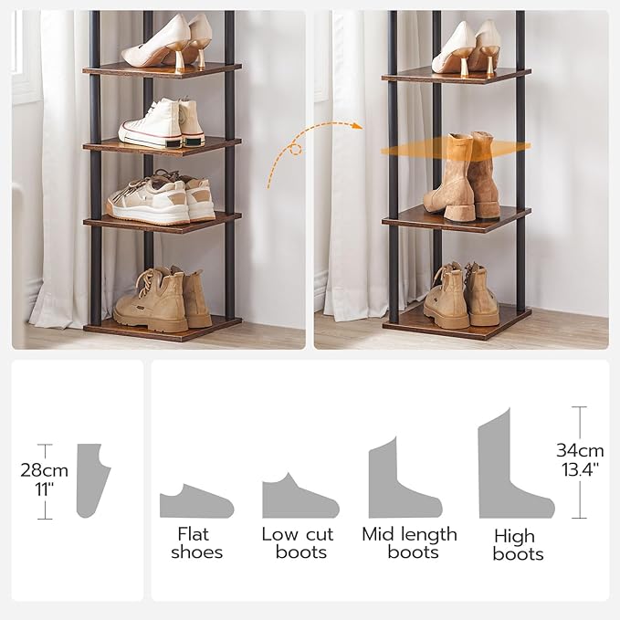 HOOBRO Vertical Shoe Rack, 8-Tier Narrow Shoe Shelf, Shoe Storage Organizer for Small Space, 11