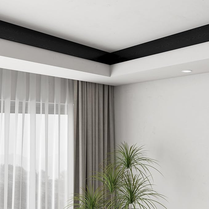 LaCheery Black Wood Mirror Frame Border Peel and Stick Mirror Border Tape Black Wallpaper Borders for Bathroom Mirrors Borders Sticker Waterproof Removable Bulletin Board Wall Paper Trim Decor 3