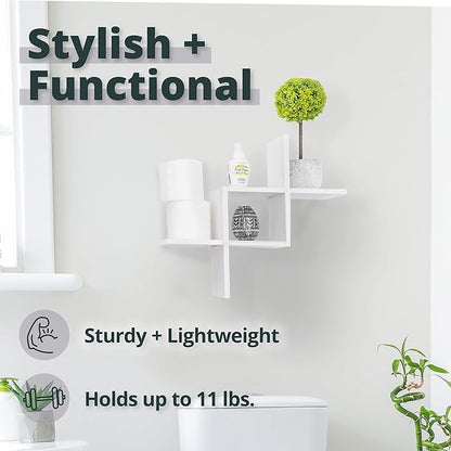 Greenco Criss Cross Intersecting Floating Shelf, Easy-To-Assemble Floating Wall Mount Shelves for Bedrooms and Living Rooms, Espresso Finish