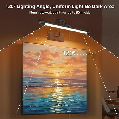 16“ Picture Lights for Wall, 8000mAh Rechargeable Wireless Picture Light with Remote, Dimmable 3 Colors LED Art Lighting for Paintings Frame Poster Dartboard Gallery Light, Black