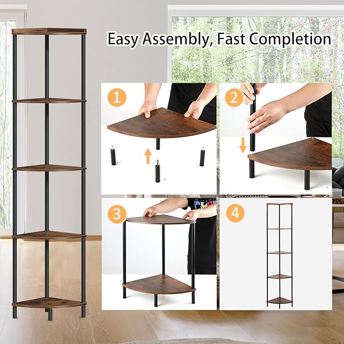 SUNMORY 5 Tier Corner Shelf Stand,Industrial 65