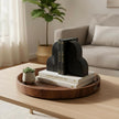6.6‘’ Decorative Resin Book Ends for Shelves - Modern Bookends for Heavy Books - Minimalist Book Stopper for Aesthetic Home Office Bookshelf Decor - Stylish Gifts for Book Lovers (Black)