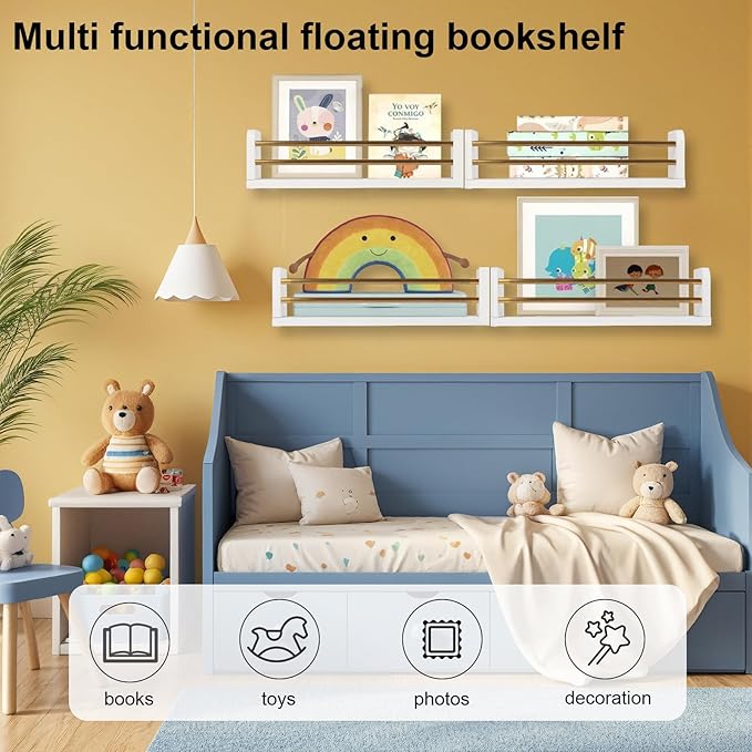 Nursery Wall Book Shelves Set of 4, 16