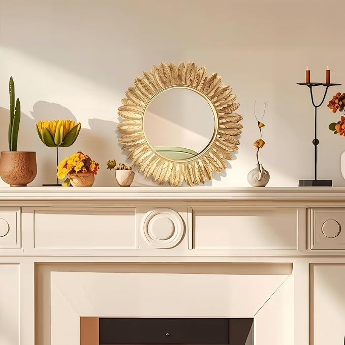 ZOROSY Gold Round Wall Mirror 12 inch - Small Wall Mirror Decorative, Vintage Mirror for Living Room, Entryway, Bedroom,Hallway