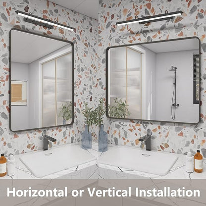 16x24 Bronze Bathroom Mirror, Rounded Rectangle Bronze Frame Mirror, Brushed Bronze Bathroom Vanity Mirror Wall-Mounted, Anti-Rust, Hangs Horizontally or Vertically