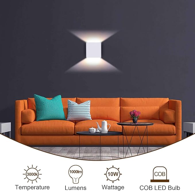 Lightess Modern Wall Sconce Dimmable 10W Hardwired, Up Down Wall Mount Lights Indoor Mini Metal LED Wall Lamp for Living Room Bedroom Hallway Decor, Warm White, O1181TP