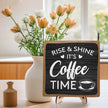 Coffee Bar Decor Sign, Coffee Bar Accessories, Funny Coffee Bar Desk Decor, Rustic Wooden Plaque Coffee Sign Farmhouse Coffee Bar Derco Signs For Coffee Station, Coffee Shelf Decor(Black+Brown05)