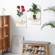 2 PCS Wall Mounted Plant Holder, Wooden Rainbow Plant Wall Shelf, Boho Wall Shelf Mid Century Arch Wood Floating Wall Shelf Decor for Bathroom, Bedroom, Kitchen (Wood-01)