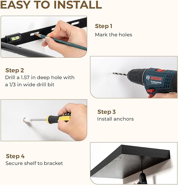 Dreamland 36 Inches Floating Shelves for Wall, 9.3