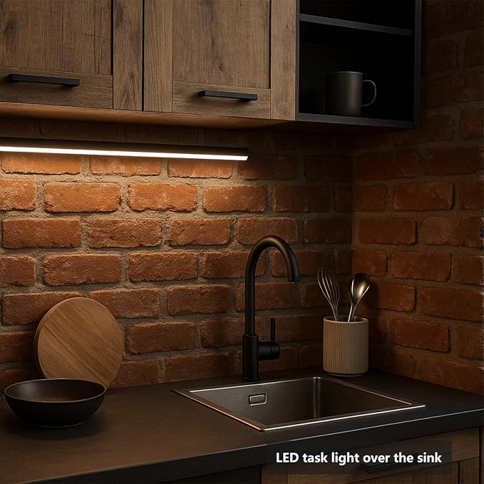 Under Cabinet Lighting USB Plug in 12In- LED Cabinet Light Strip,3 Color Levels (3000K/4000K/6000K), Dimmable (10%-100%), Small Thin Room Task Light Bar for Kitchen Counter, Over Sink, Shelf, 1pcs