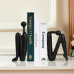 Thinker Cast Iron Bookends, Heavy-Duty Decorative Book End Stoppers for Shelves, Abstract Decor Aesthetic, Smooth Finish Book Holders for Office Decor, 1 Pair/2 Pieces, 9